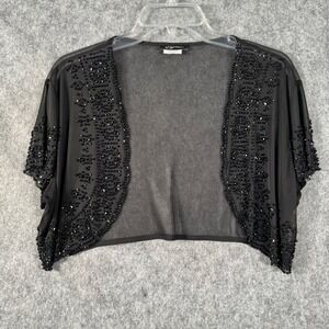Y2K S Levine Beaded Sheer Bolero Shrug Jacket Womens M Elegant Whimsigoth Crop